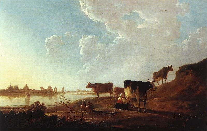 CUYP, Aelbert River Scene with Milking Woman sdf Germany oil painting art